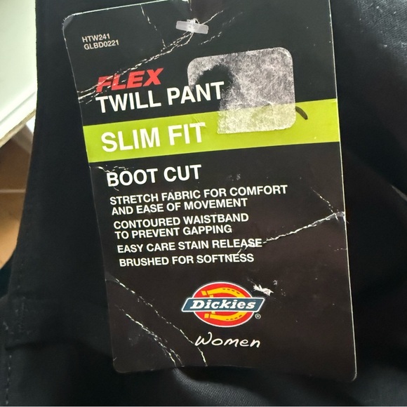 Dickies Womens Stretch Flex Twill Pants Black Size 14 Slim-Fit Bootcut Work - Picture 12 of 14